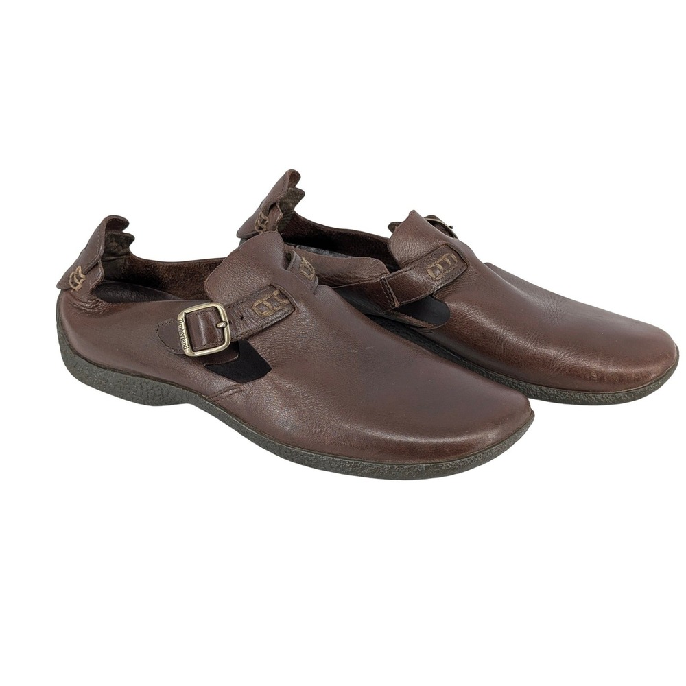 Timberland Smart Comfort Brown Leather Mary Jane Clogs Mules Womens 7-7.5‎